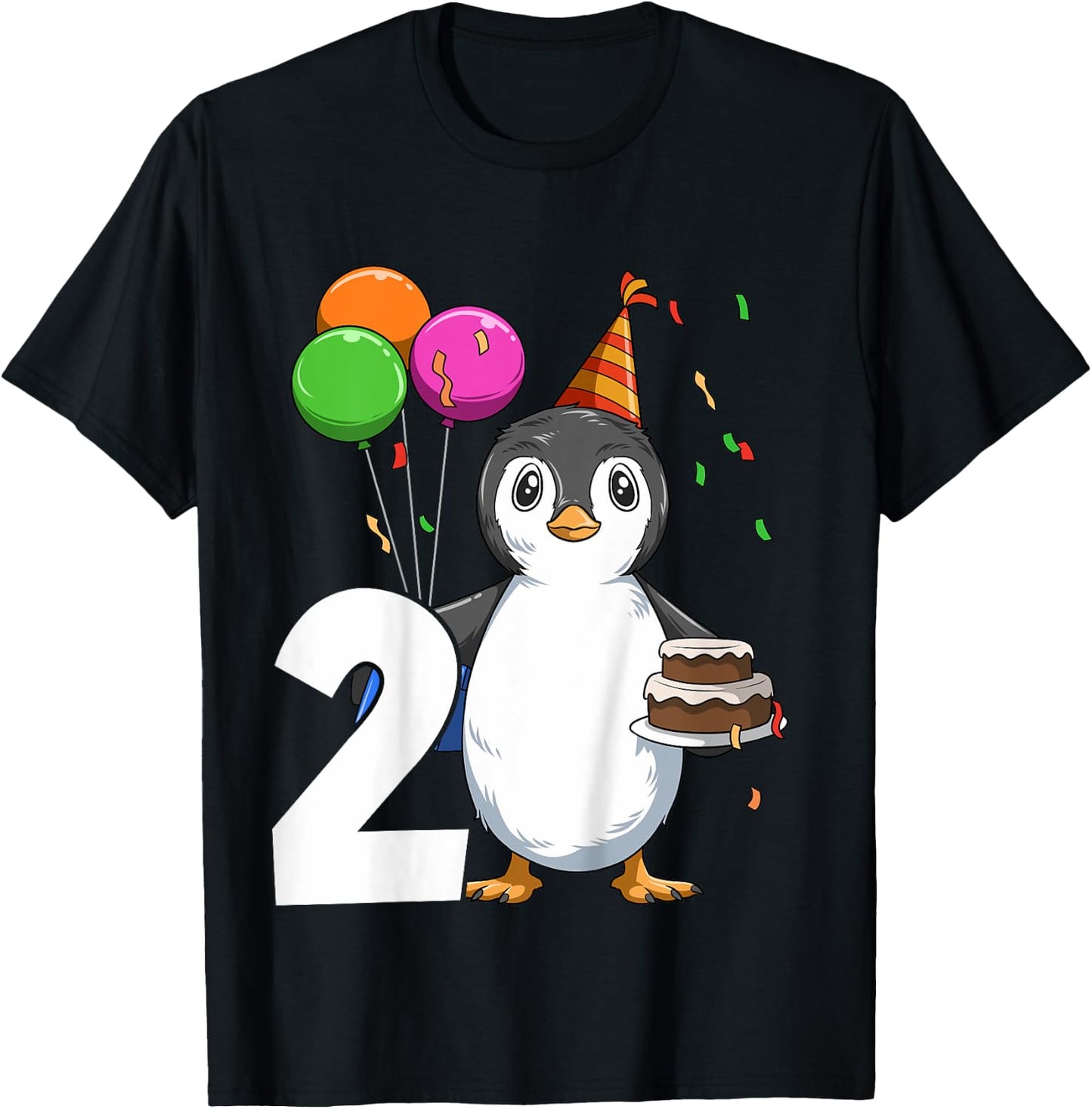 Penguin Birthday 2 Penguin 2nd Birthday Outfit Penguin Party T-Shirt - T-Shirt | Black