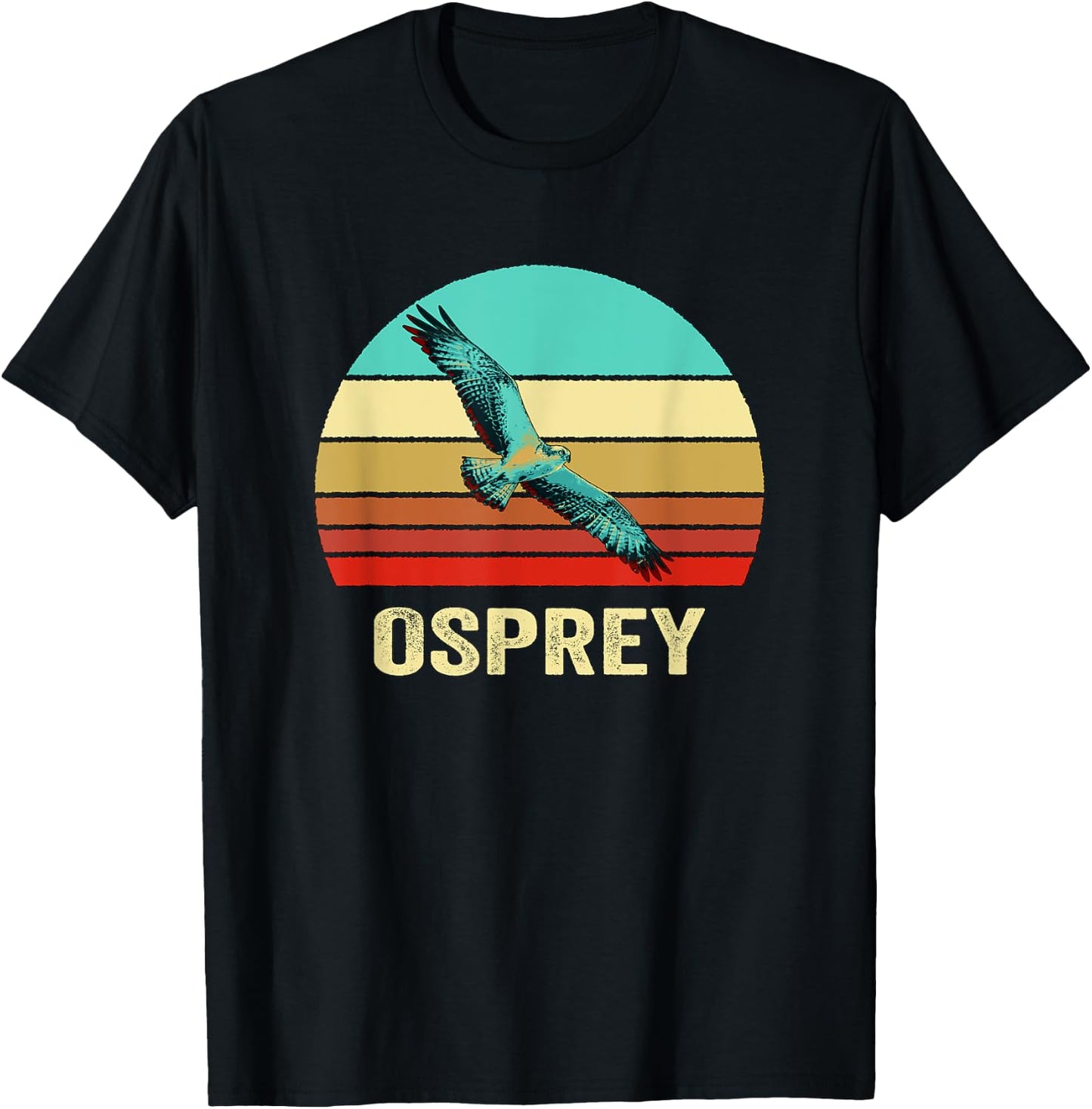 Vintage Retro Style Sunset Osprey T-Shirt - T-Shirt | Black