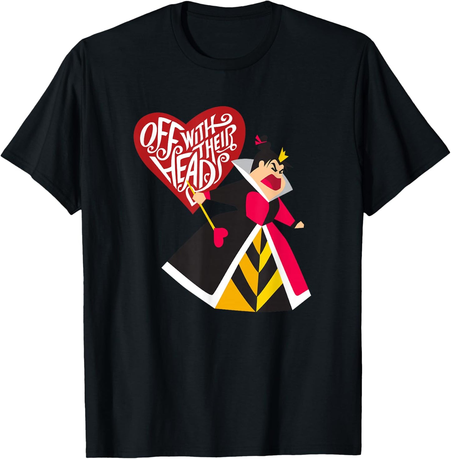 Alice in Wonderland Queen of Hearts Off with Their Heads T-Shirt - T-Shirt | Black