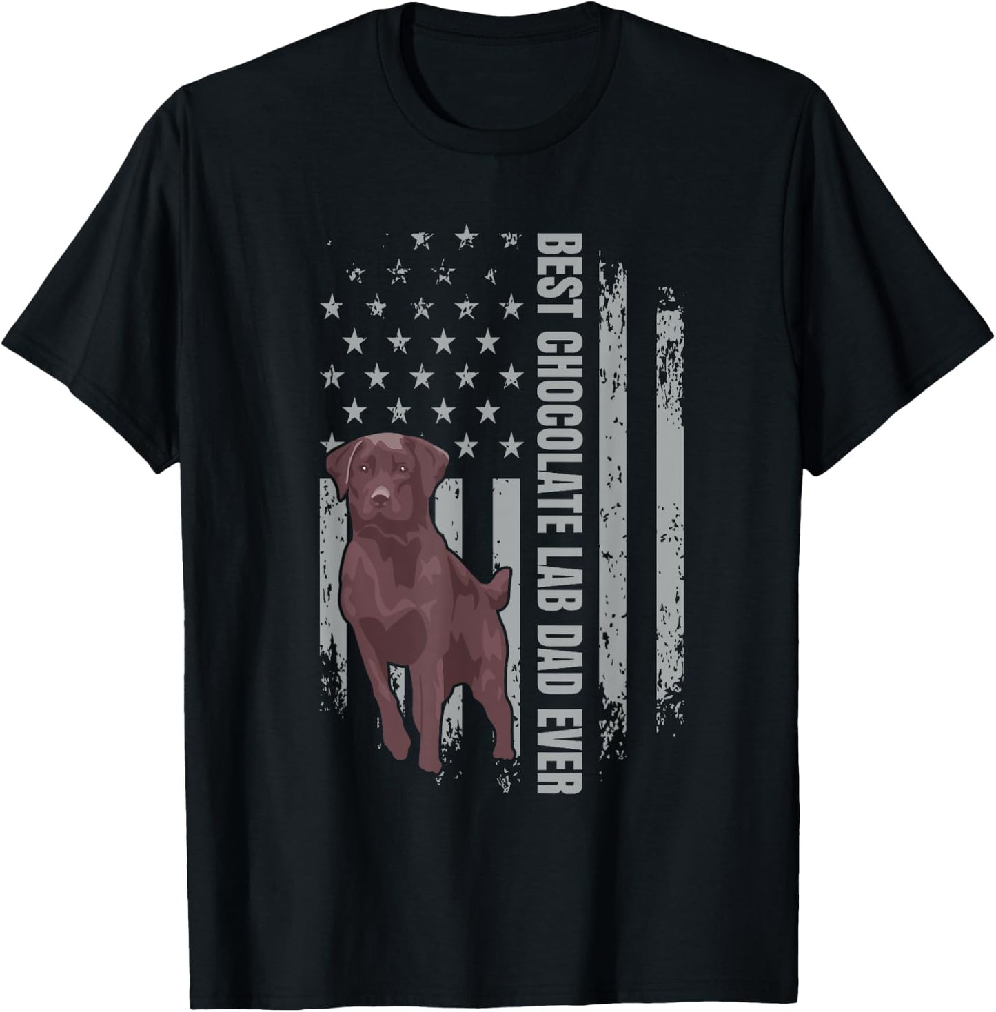 Chocolate Lab Dad American Flag Brown Labrador Retriever T-Shirt - T-Shirt | Black