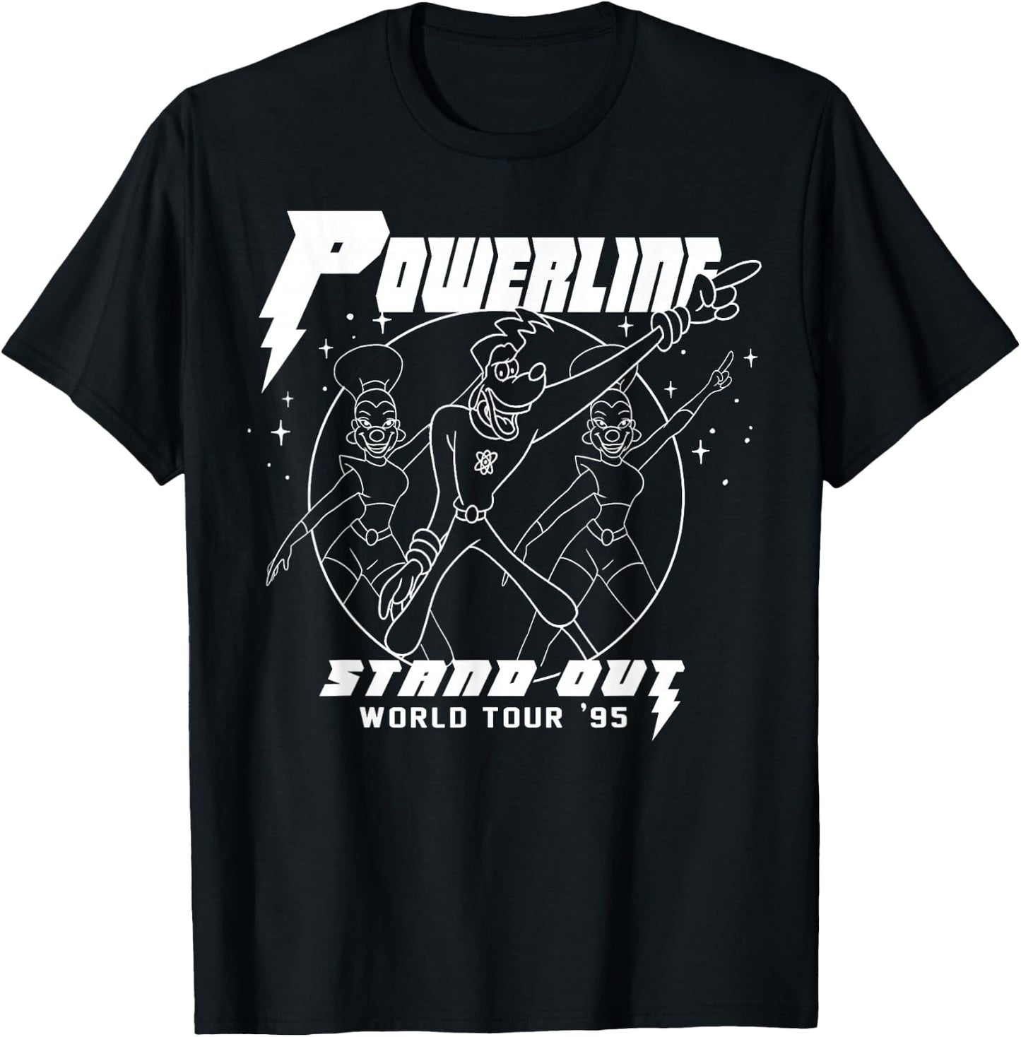 Disney A Goofy Movie Powerline World Tour Outline Poster T-Shirt - T-Shirt | Black