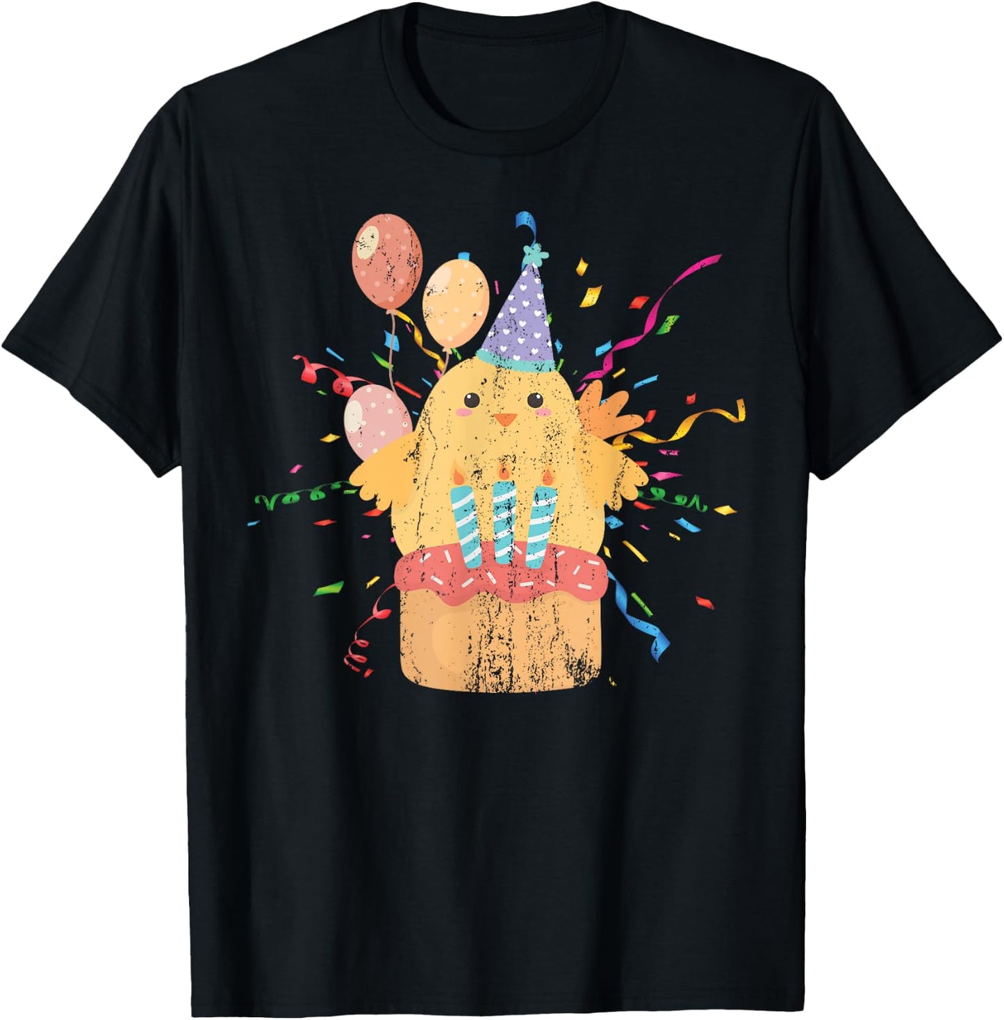 Cute Chicken Birthday Cake Kids Anniversary Party Birthday T-Shirt - T-Shirt | Black