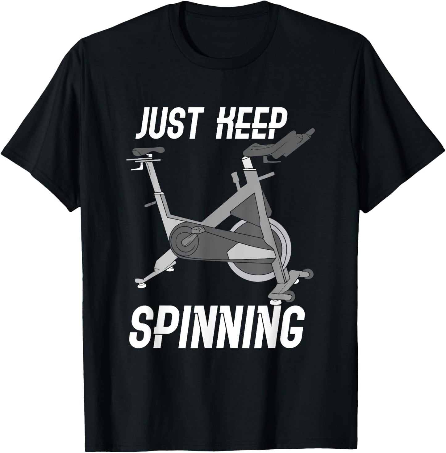 Just Keep Spinning / Spinning Indoor Cycling Bike Design T-Shirt - T-Shirt | Black