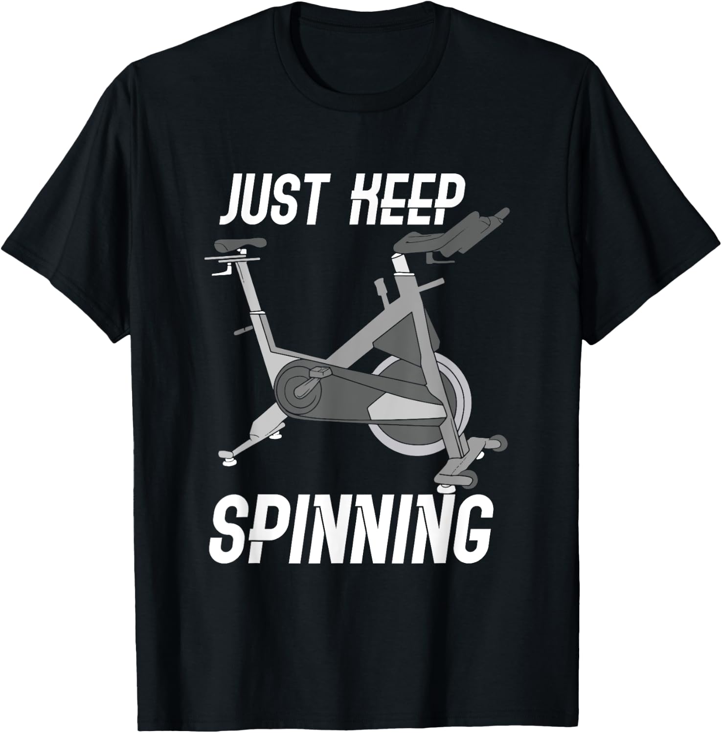 Just Keep Spinning / Spinning Indoor Cycling Bike Design T-Shirt - T-Shirt | Black