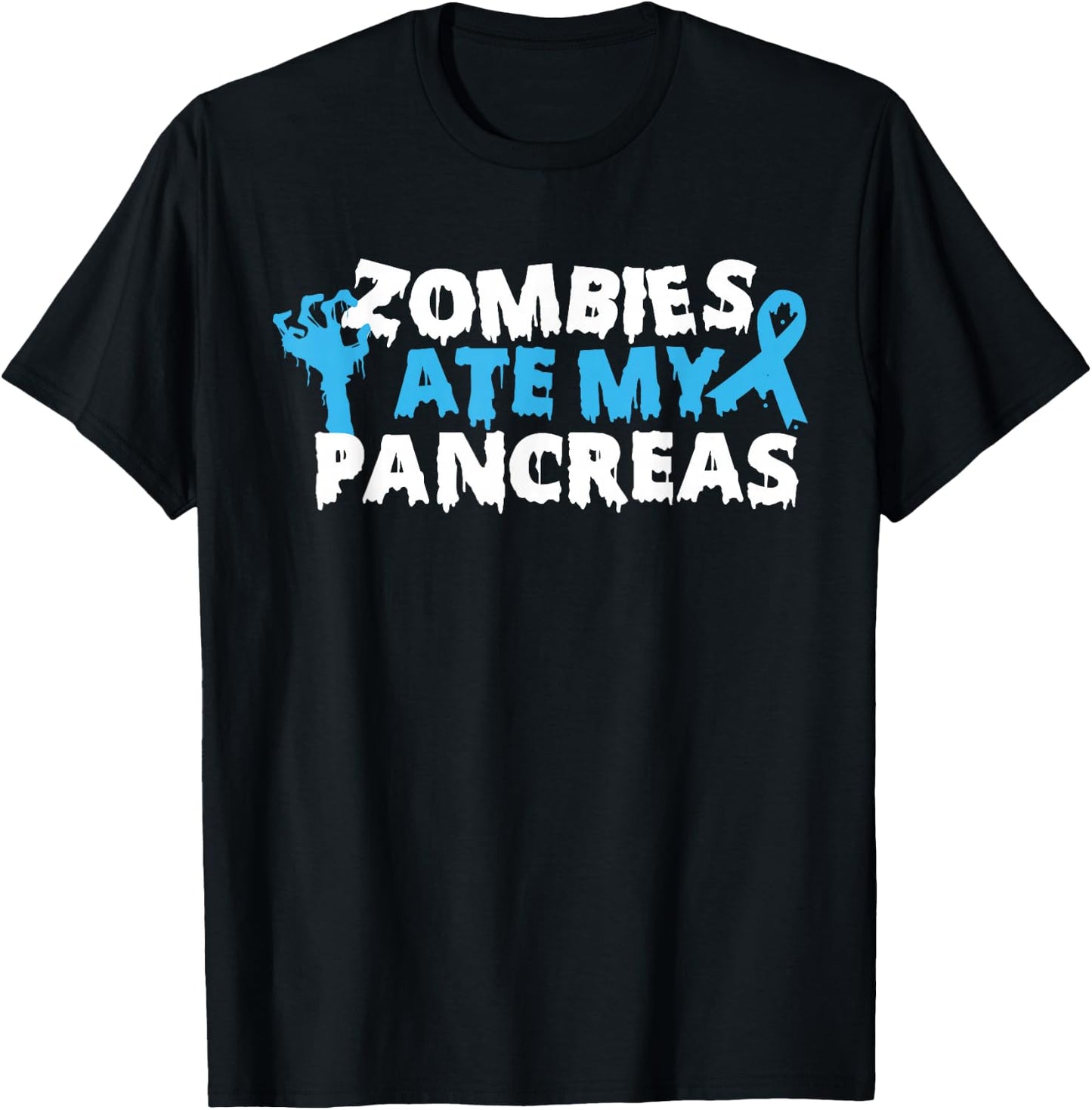 Type 1 Diabetes Awareness Zombies Ate My Pancreas Halloween T-Shirt - T-Shirt | Black
