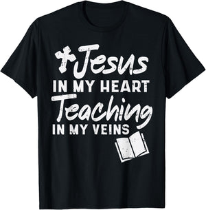 Jesus Heart Teaching Veins Teacher God Faith Christian Gift T-Shirt - T-Shirt | Black