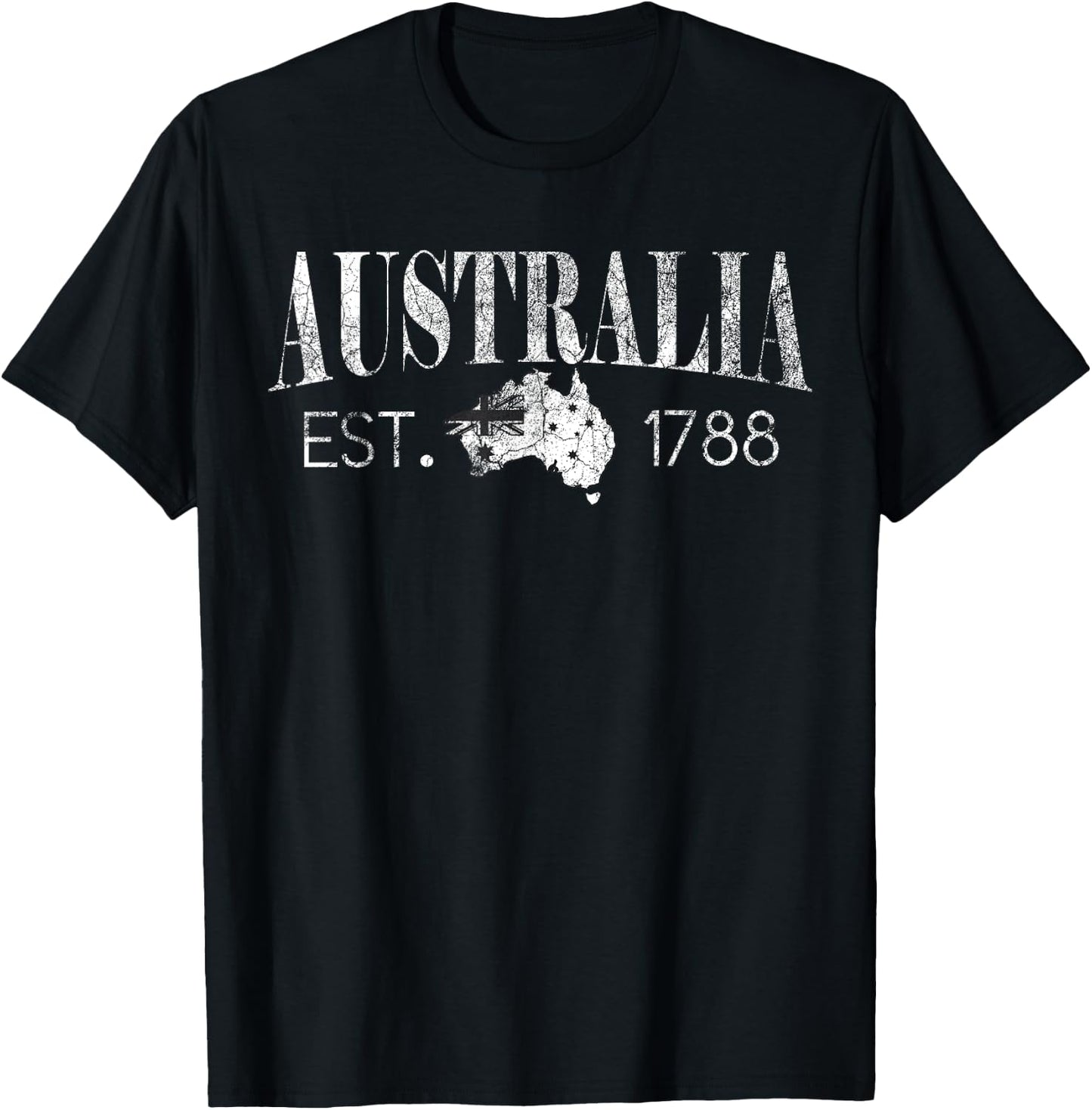 Vintage Australian map, Australian flag, Australia Est. 1788 T-Shirt - T-Shirt | Black