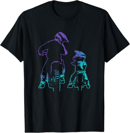 Dirt Bike Dad and Son Motocross Biking T-Shirt - T-Shirt | Black
