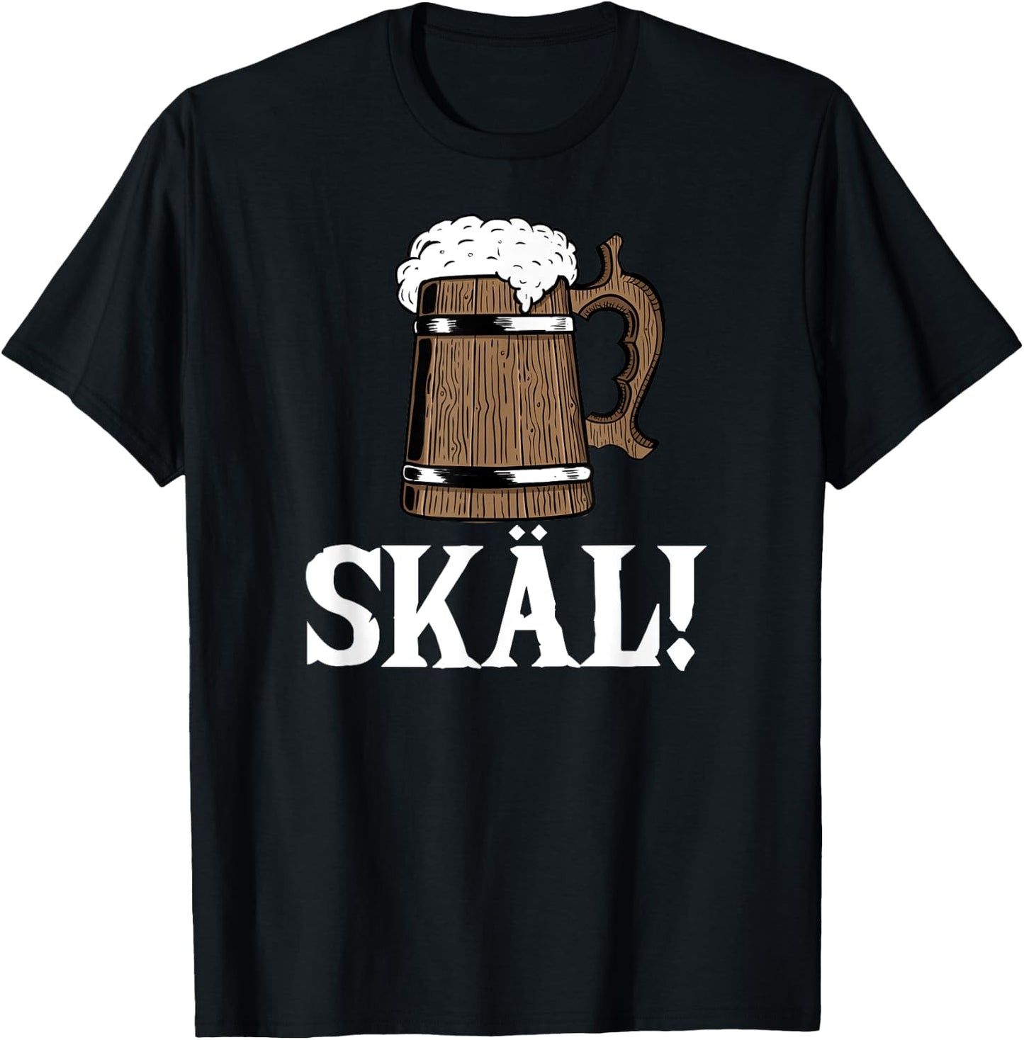 Skäl Wooden Beer Mug Viking T-Shirt - T-Shirt | Black