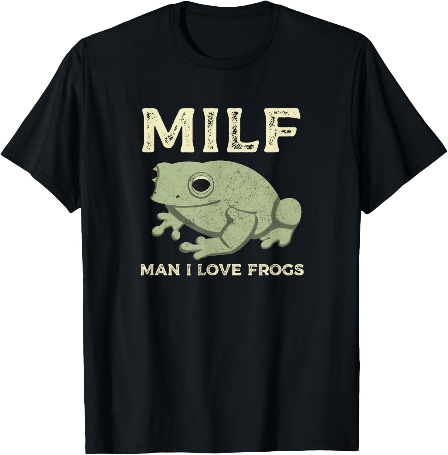 MILF Man I Love Frogs Funny Sarcastic Frog T-Shirt - T-Shirt | Black