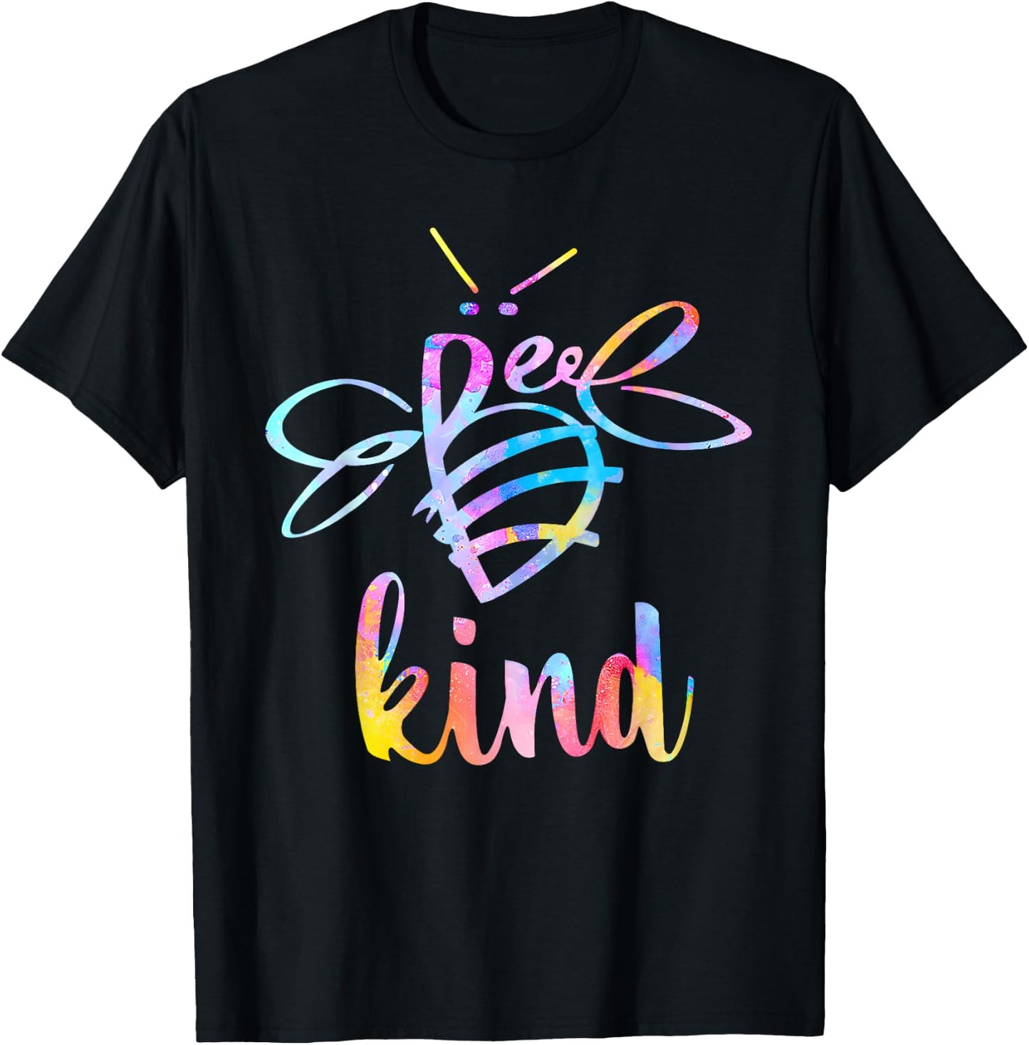 Bee Kind Tie Dye Be Groovy Kind Kindness Positive Teacher Men Women Kids T-Shirt - T-Shirt | Black