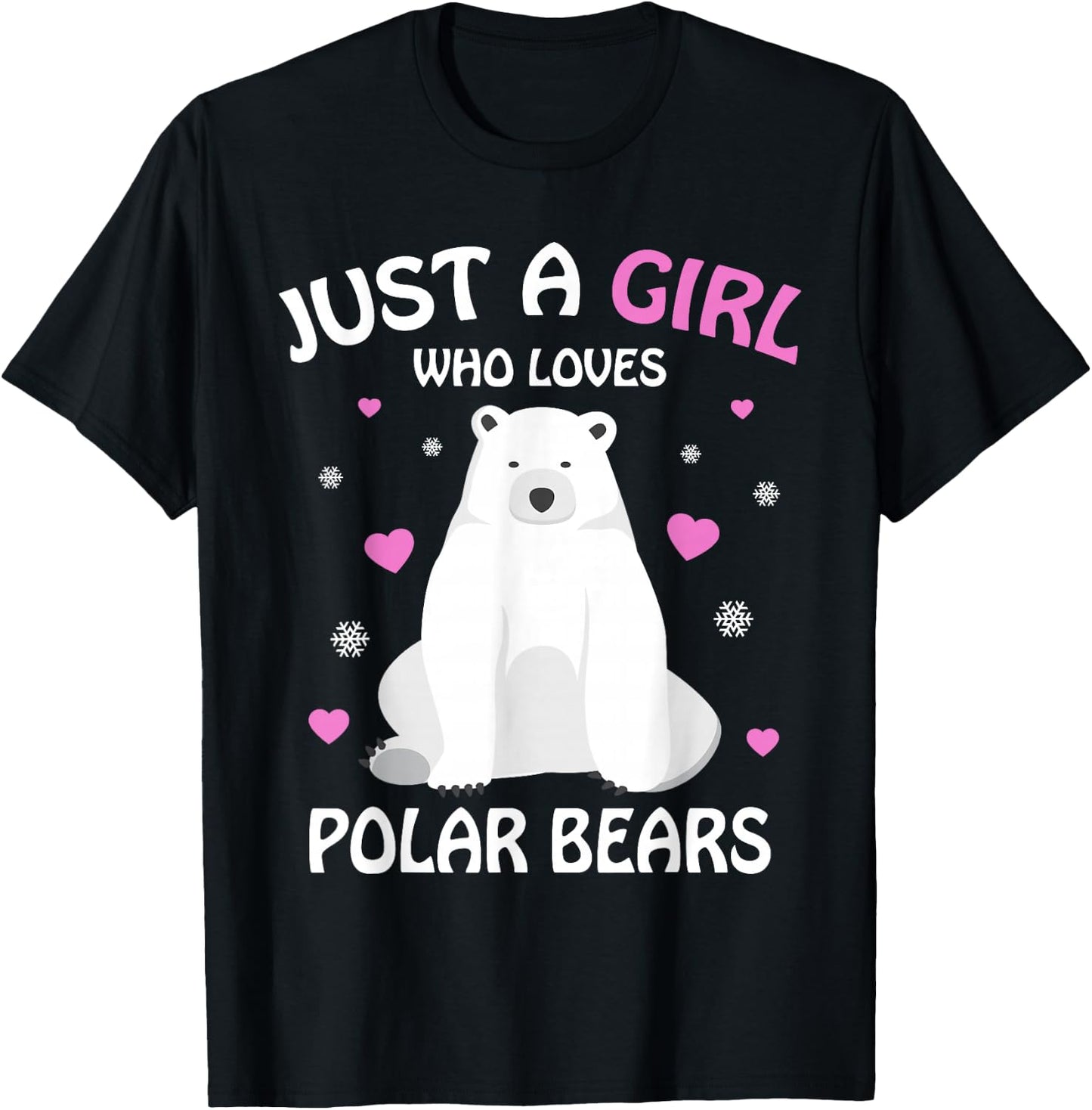 Just A Girl Who Loves Polar Bears Girls Polar Bear Gift T-Shirt - T-Shirt | Black