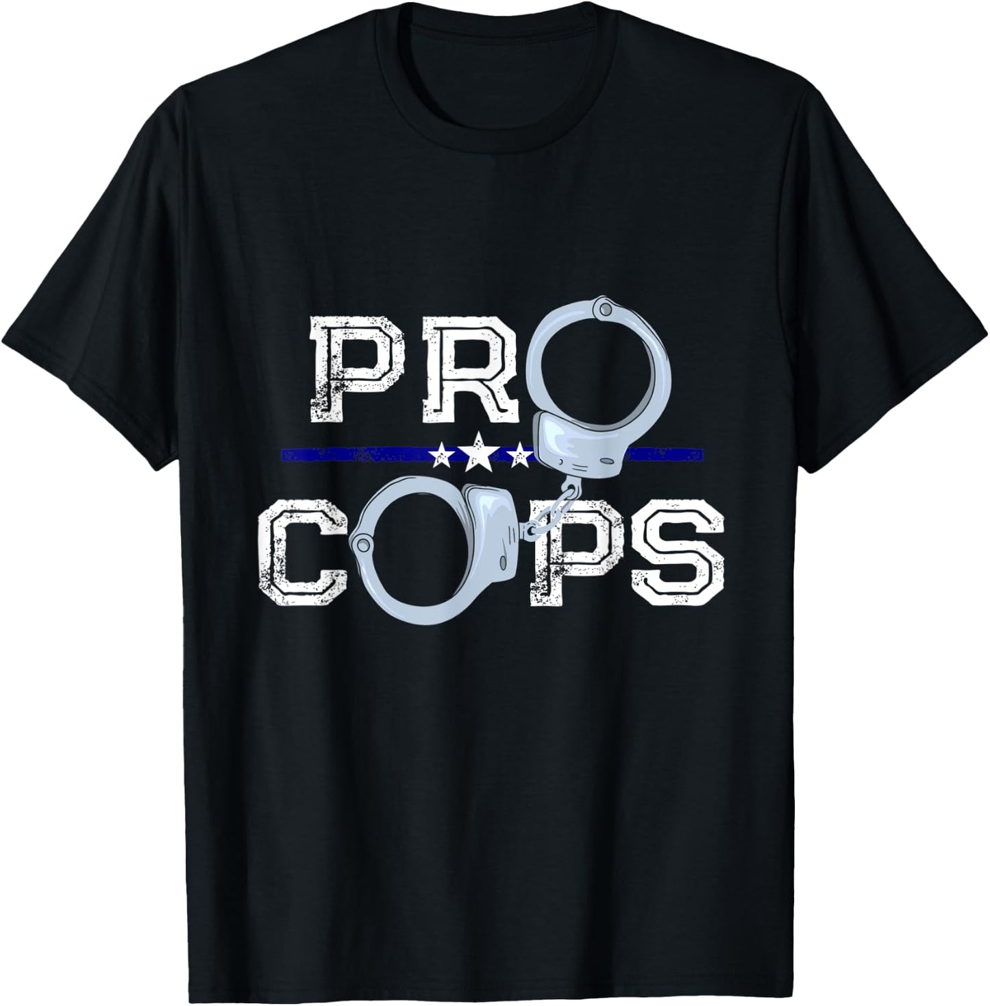 Pro Cops Blue Line Police Officer Supporter T-Shirt - T-Shirt | Black