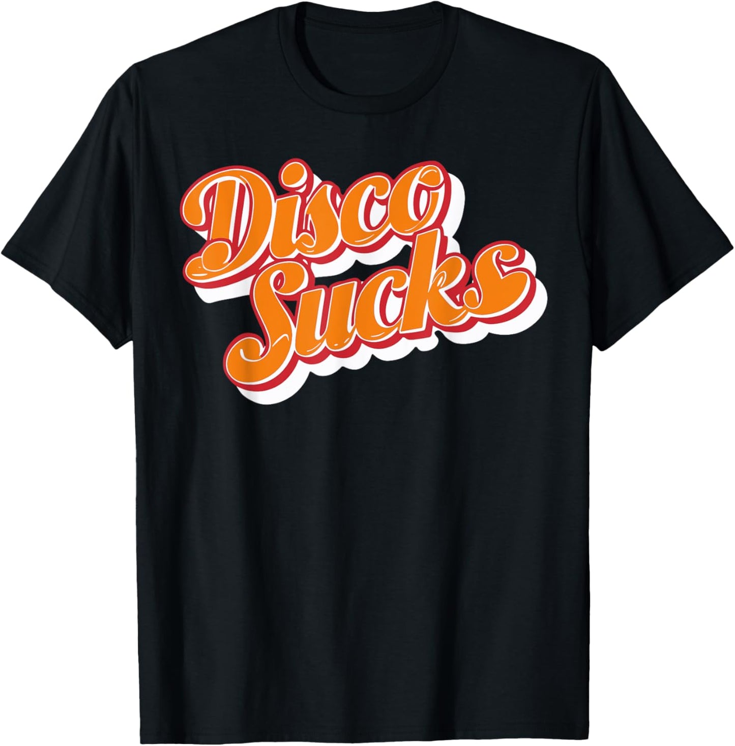 Disco Sucks 70s Style Retro Vintage 80s 60s 90s Funny Music T-Shirt - T-Shirt | Black