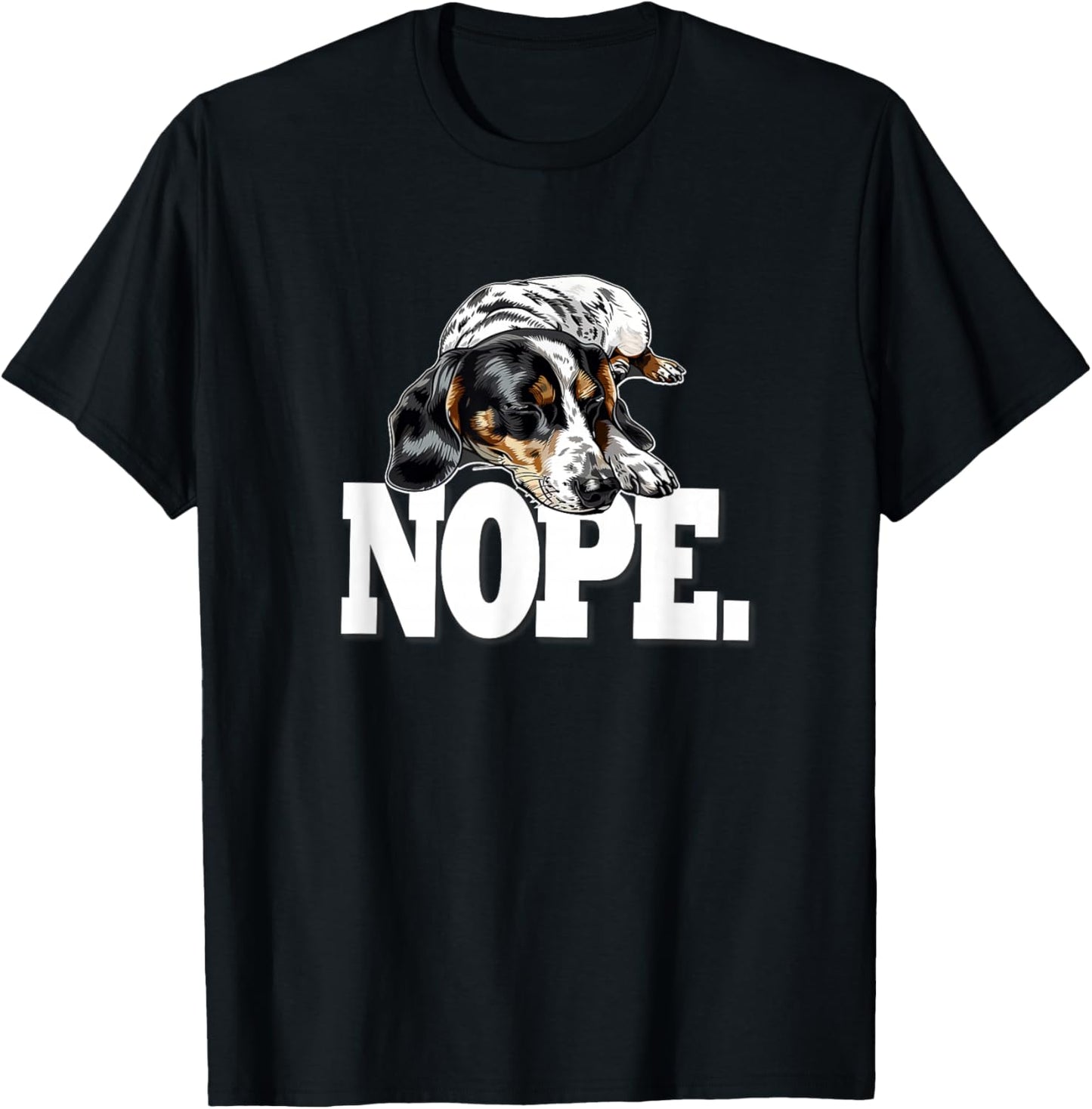 Funny Napping NOPE Piebald Dachshund Lover T-Shirt - T-Shirt | Black