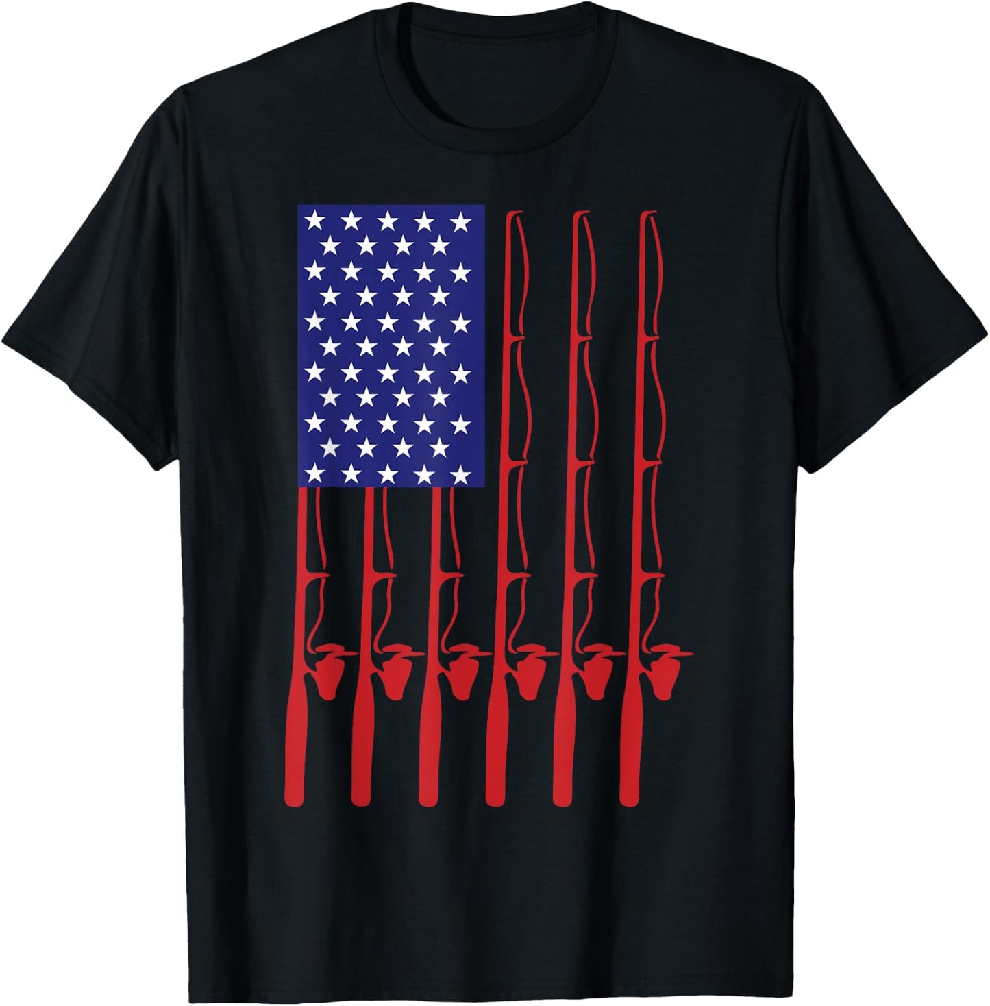 Fathers Day Fishing flag Fishing T-Shirt - T-Shirt | Black