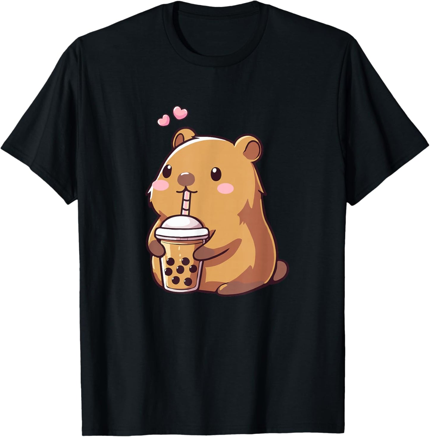 Capybara Boba Bubble Tea Kids Girls Kids Kawaii Capybara T-Shirt - T-Shirt | Black