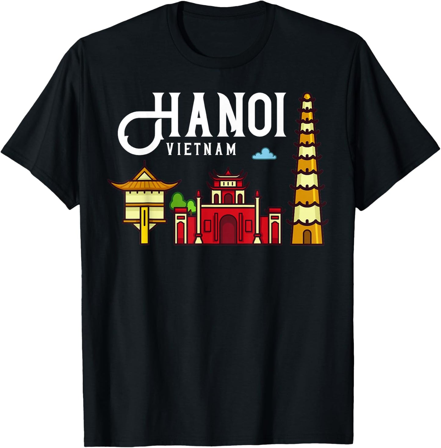 Hanoi Vietnam City Skyline Map Travel T-Shirt - T-Shirt | Black