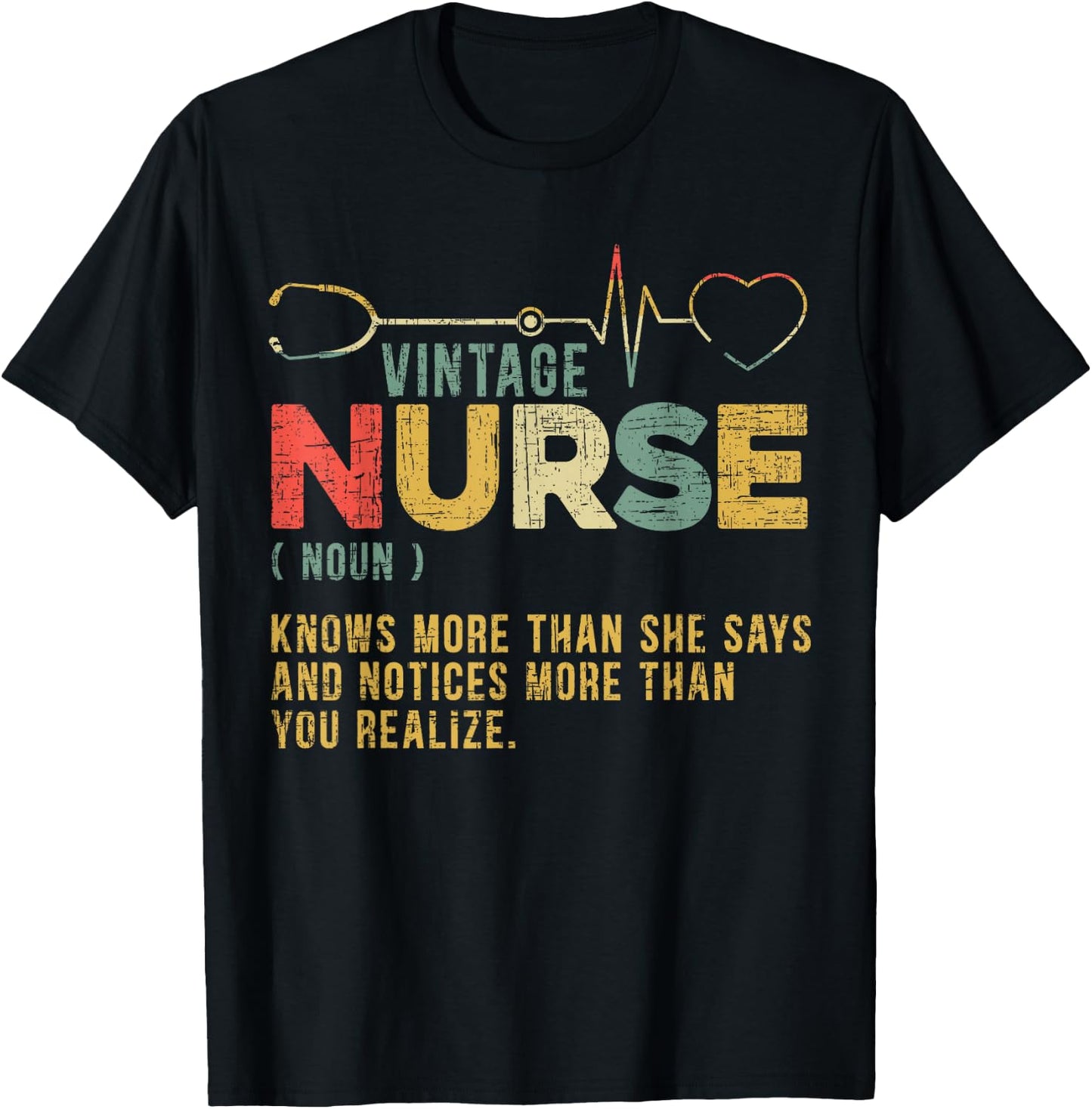 Vintage Nurse Definition Hospital Medical Registered Nursing T-Shirt - T-Shirt | Black