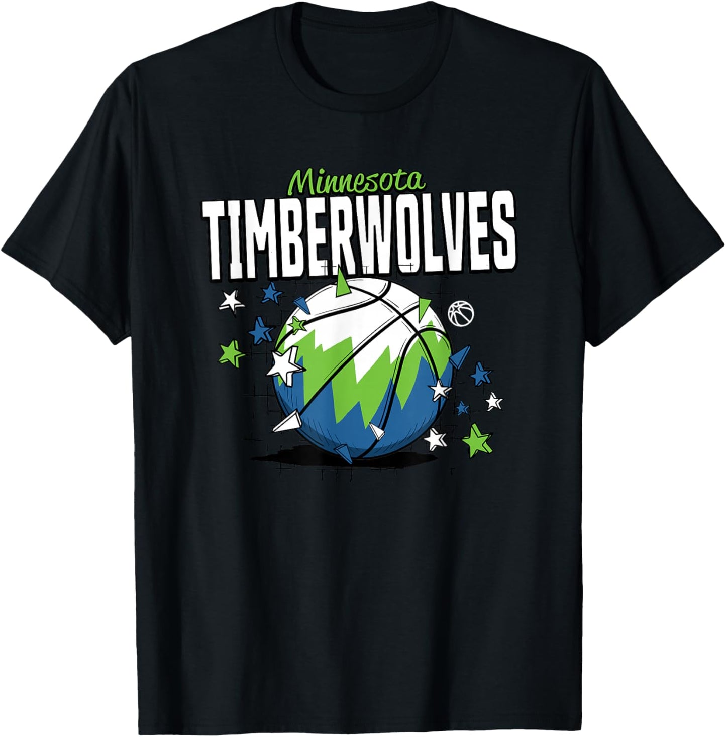 NBA Minnesota Timberwolves Basketball Doodle Stars T-Shirt - T-Shirt | Black