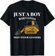 Just A Boy Who Loves Skid Steer Loaders Construction Lover T-Shirt - T-Shirt | Black
