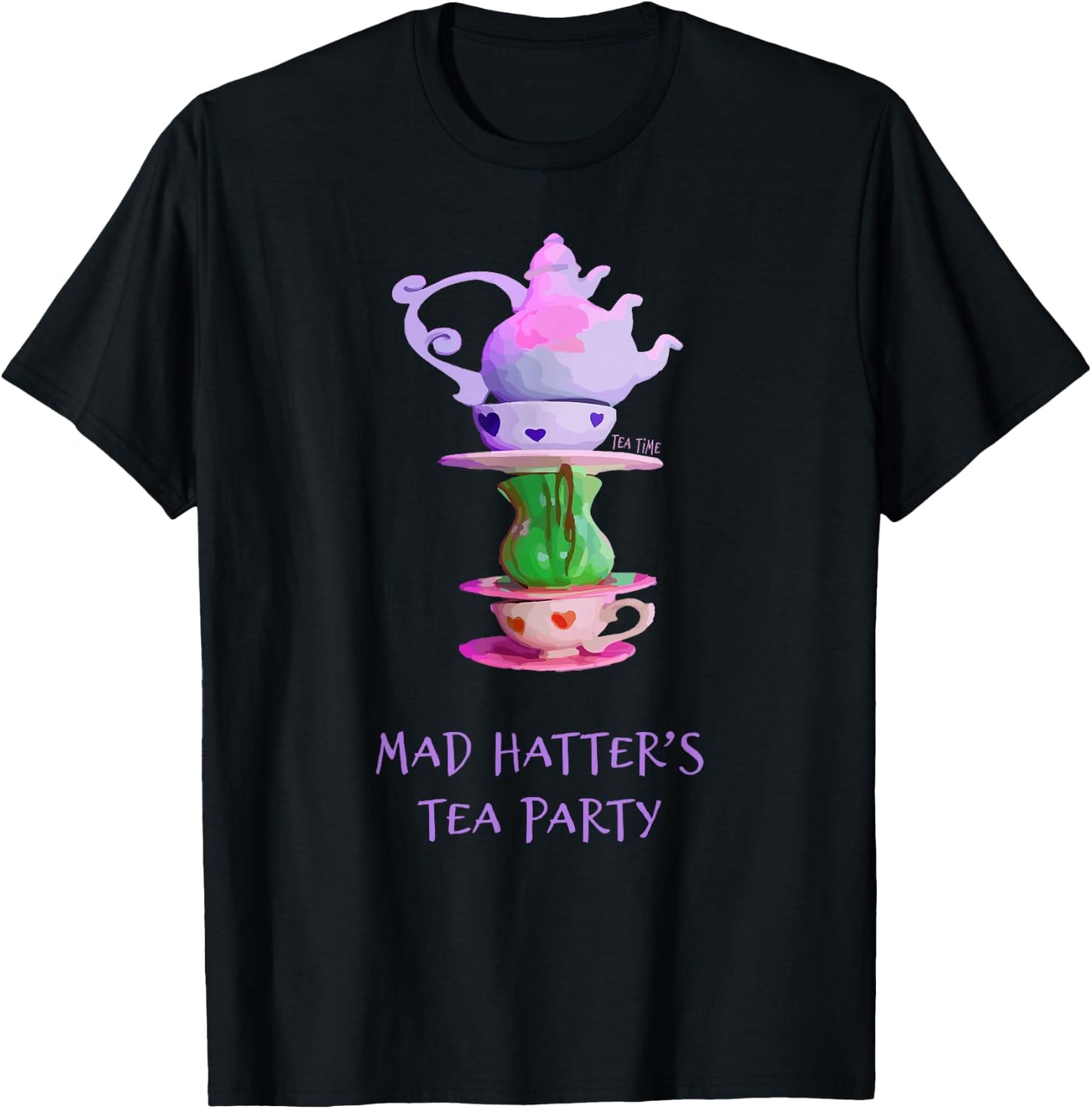 Mad Hatter's Tea Party - Alice in Wonderland T-Shirt - T-Shirt | Black