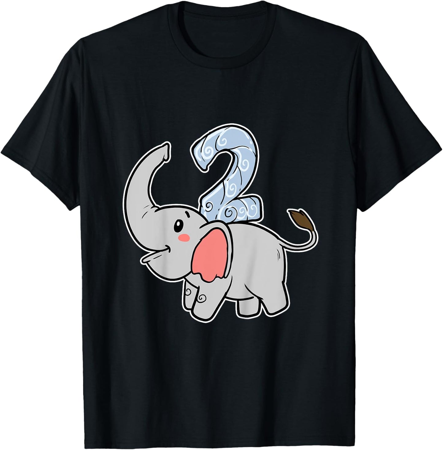 Happy Birthday Party 2 Two Years Elephant Second Year Birth T-Shirt - T-Shirt | Black