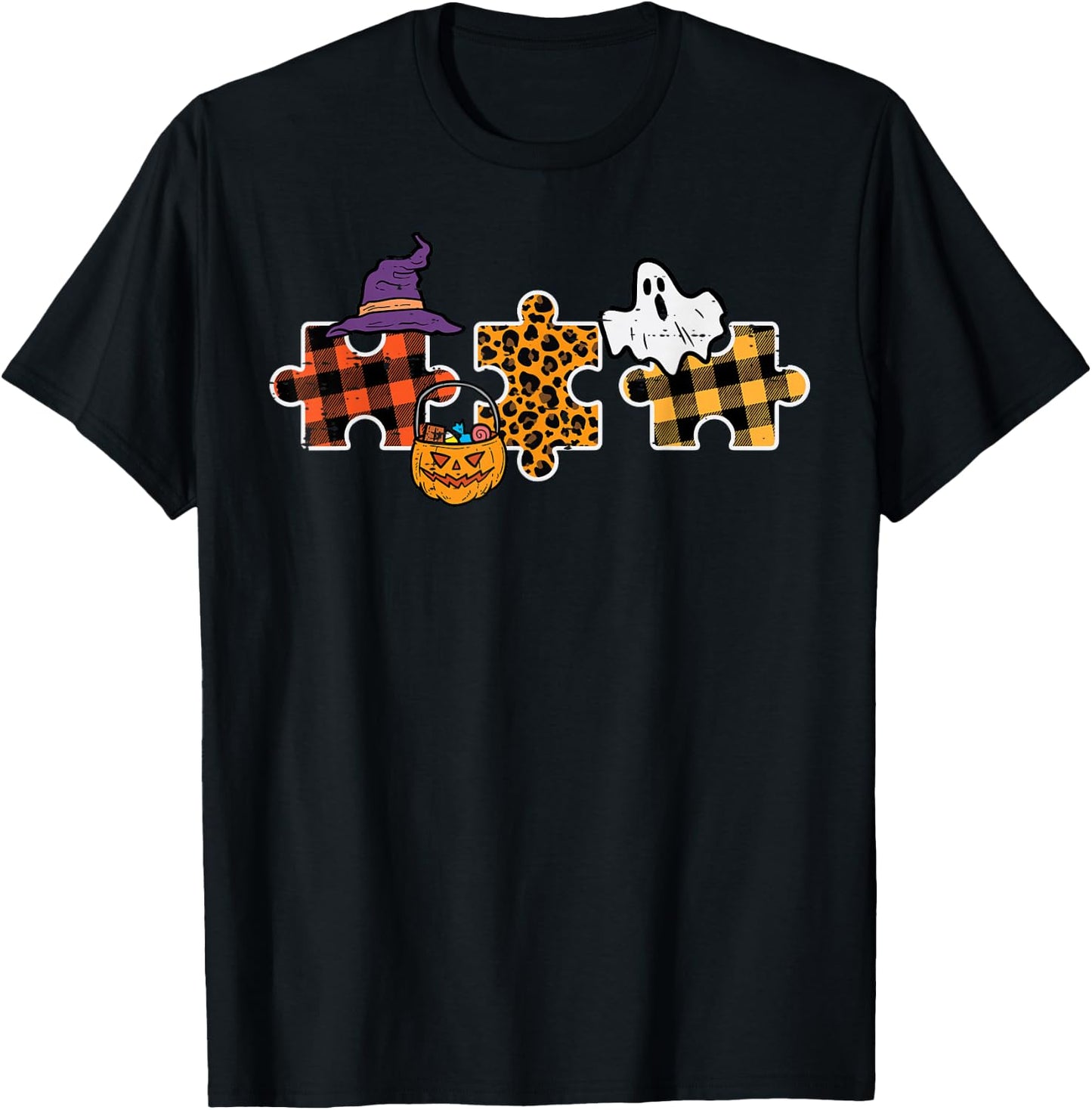 Halloween Autism Awareness Puzzle Costume Men Women Kids T-Shirt - T-Shirt | Black