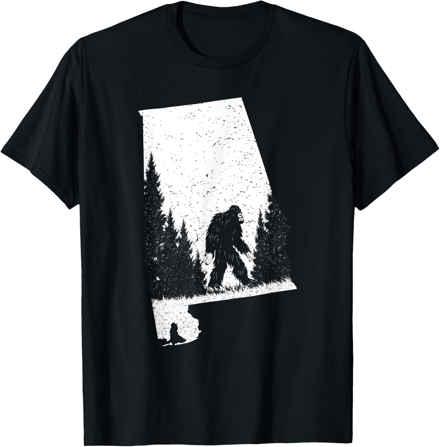 Alabama Bigfoot Pride Flag Sasquatch Silhouette State Pride T-Shirt - T-Shirt | Black