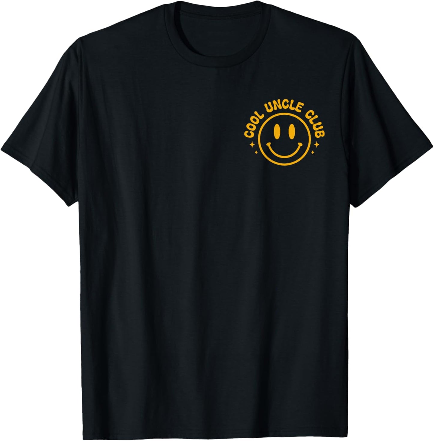 Cool Uncle Club Father's Day Groovy Smile Face Uncle T-Shirt - T-Shirt | Black