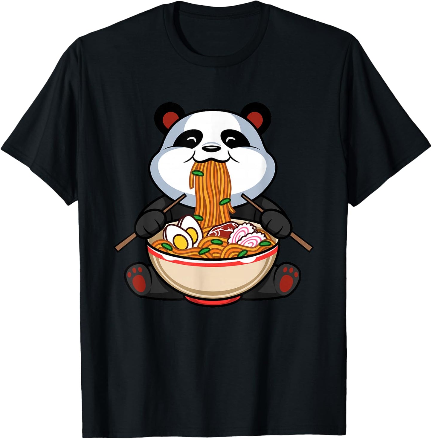 Awesome Otaku Japanime Lover Outfit Men Women Kids Funny Cute Kawaii Panda Ramen Noodles Japanese Anime Gift T-Shirt - T-Shirt | Black