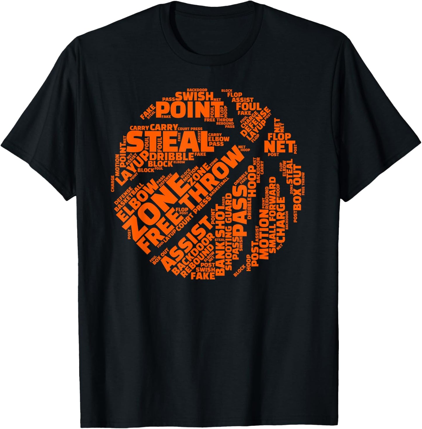 Basketball Terms Motivational Word Cloud for Ball Player T-Shirt - T-Shirt | Black