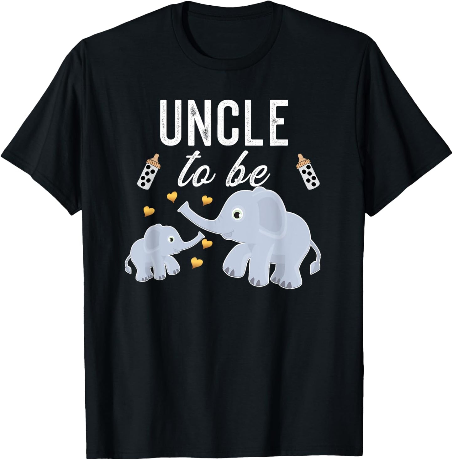 Uncle To Be Elephant Baby Shower Uncle Cute T-Shirt - T-Shirt | Black