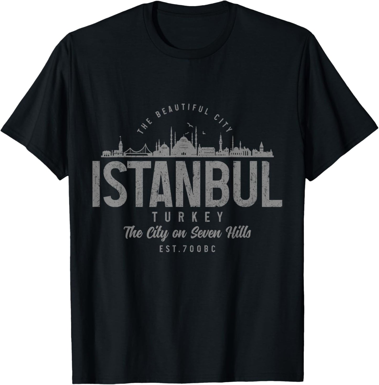 Istanbul Skyline Turkey Turkish Pride Souvenir Turkiye T-Shirt - T-Shirt | Black