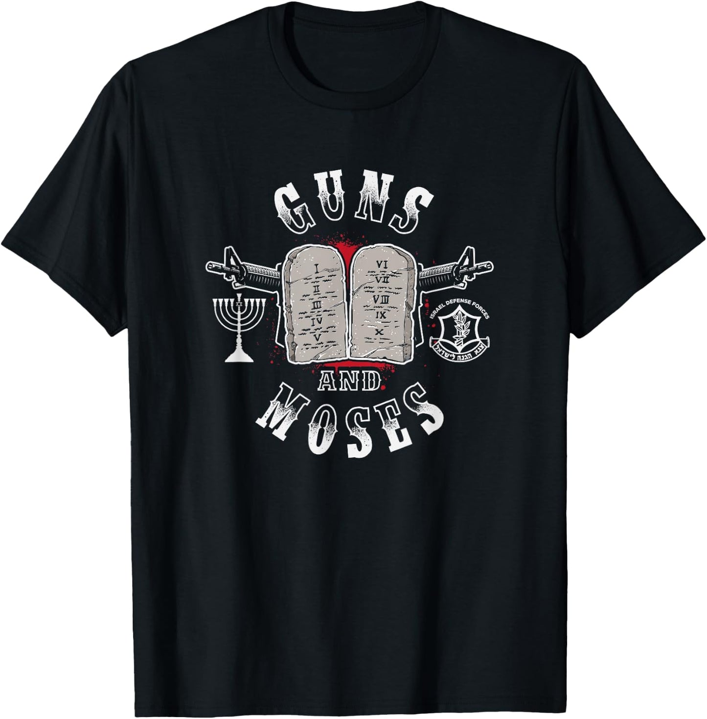 Guns N Moses Israeli Defense Force IDF T-Shirt - T-Shirt | Black