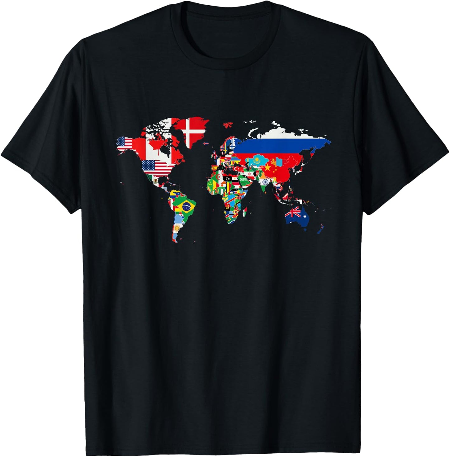 International world flags and world map for children T-Shirt - T-Shirt | Black