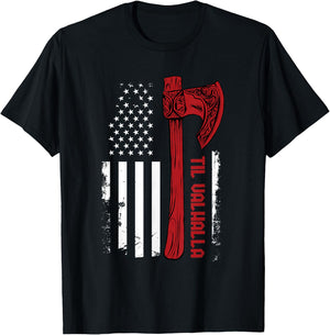 American Viking Axe Flag - Til Valhalla - Norse Mythology Small T-Shirt - T-Shirt | Black