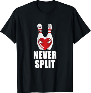 Never Split Bowling Pins Valentine's Day Couples Matching T-Shirt - T-Shirt | Black