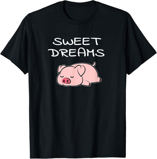 Pig Sweet Dreams Pajama for Bedtime T-Shirt - T-Shirt | Black