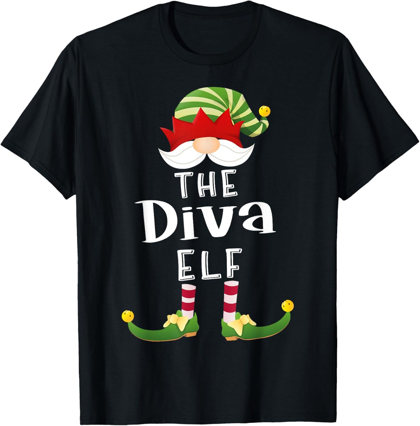 Diva Elf Group Christmas Funny Pajama Party T-Shirt - T-Shirt | Black