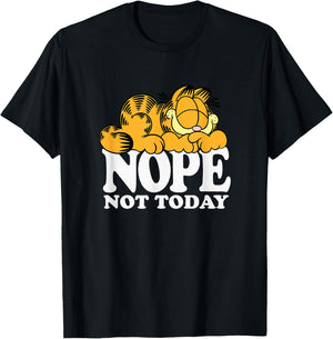 Garfield Nope Not Today Lazy Cat Bold Logo - -Adults, -Kids - Black - Short Sleeve - - Novelty T-Shirt - T-Shirt | Black