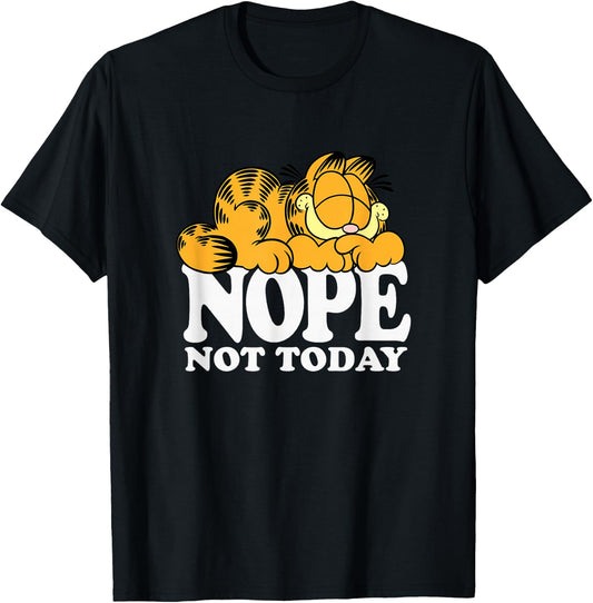 Garfield Nope Not Today Lazy Cat Bold Logo - -Adults, -Kids - Black - Short Sleeve - - Novelty T-Shirt - T-Shirt | Black
