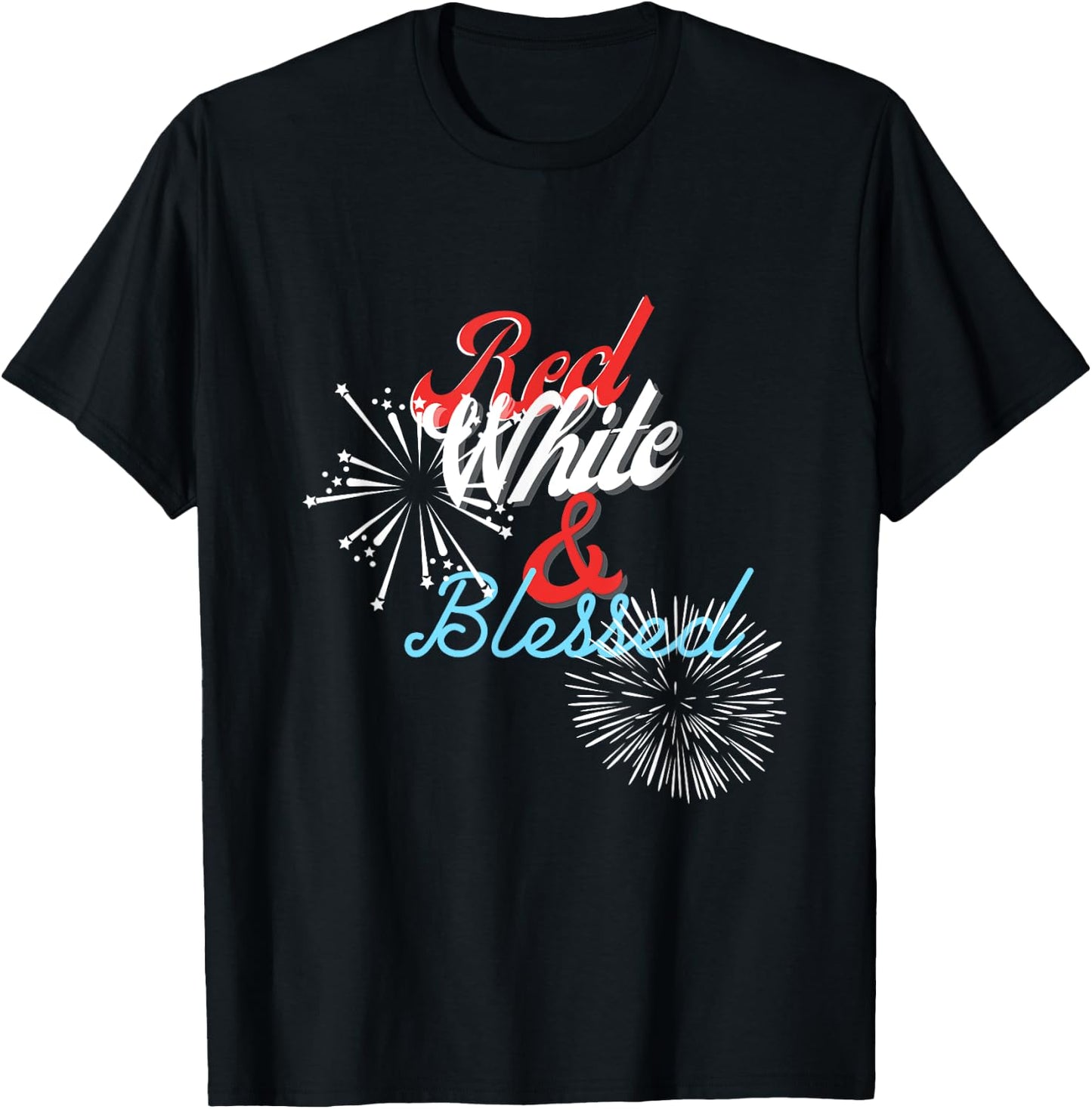 4th of July 2021 Funny Patriotic Red White & Blessed Women Men T-Shirt - T-Shirt | Black
