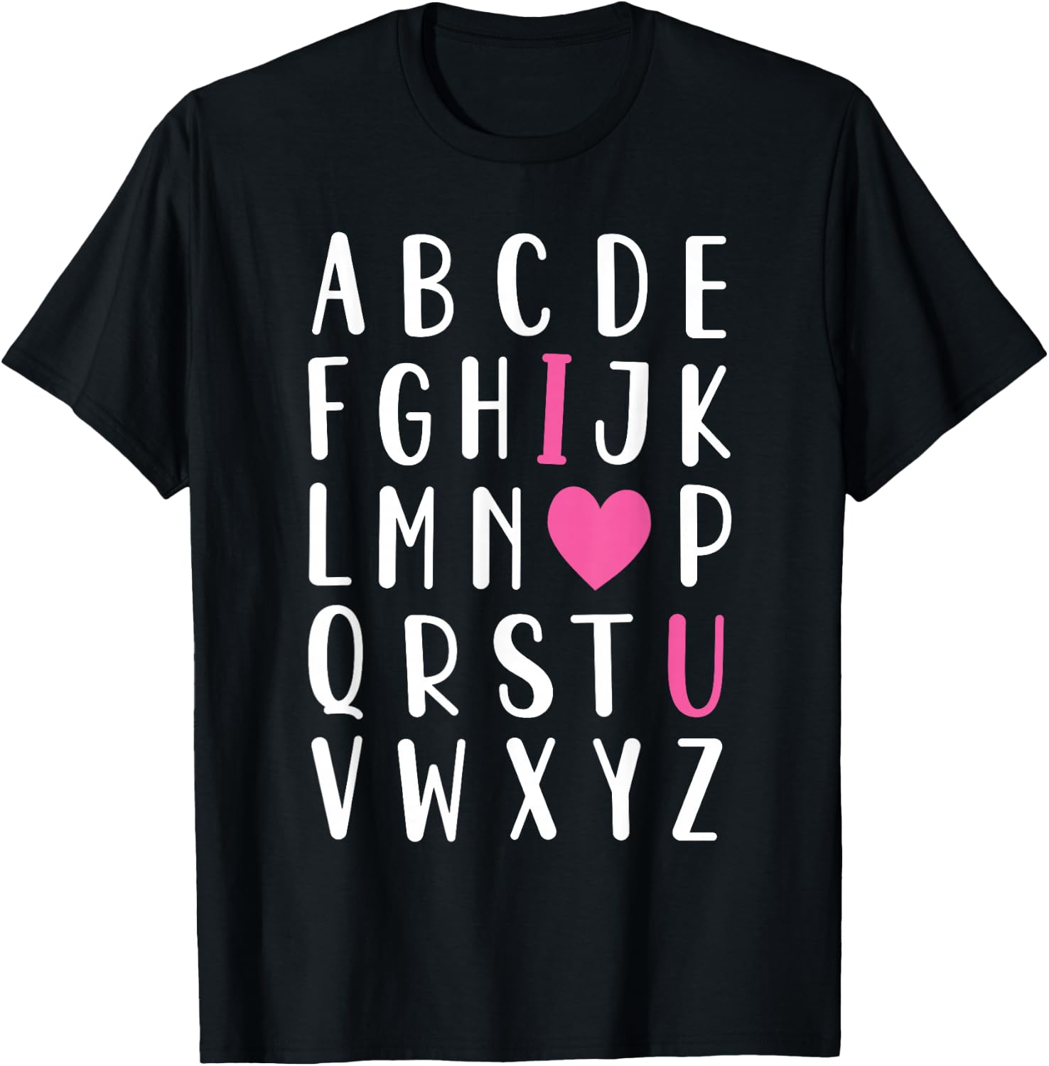 Valentines Day ABC I Love You Alphabet Teacher Girls T-Shirt - T-Shirt | Black