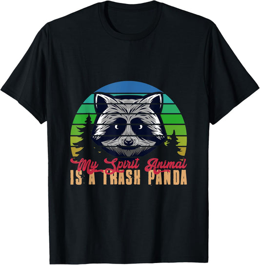 My Spirit Animal Is A Trash Panda Retro Racoon T-Shirt - T-Shirt | Black