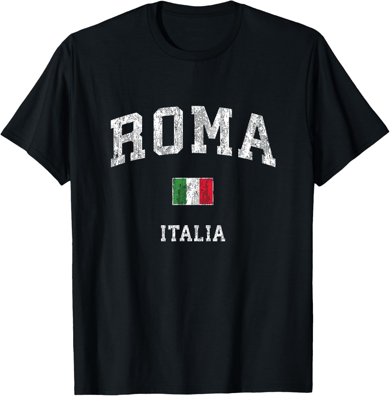 Roma Italia Rome Italy Vintage Athletic Sports Design T-Shirt - T-Shirt | Black
