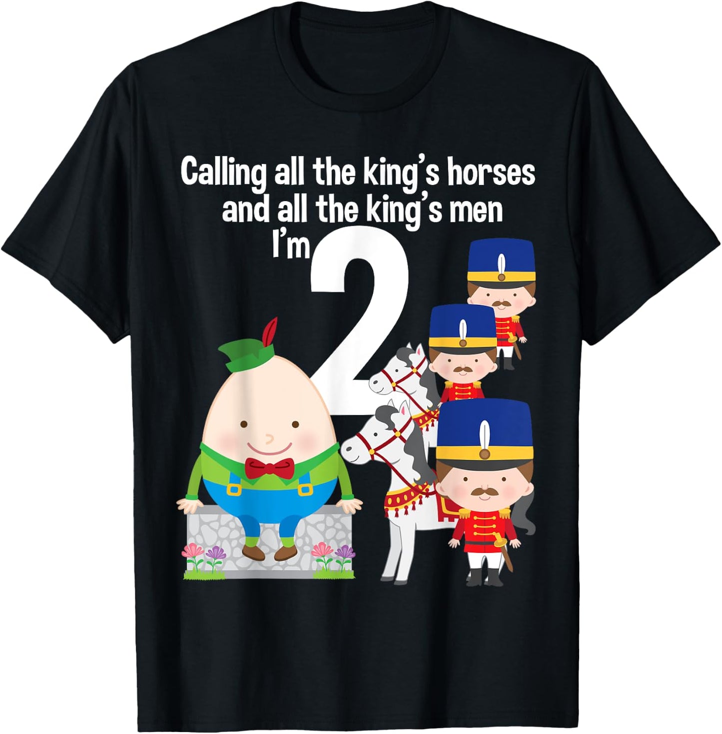 Toddler Kids Humpty Dumpty 2nd Birthday Party Nursery Song T-Shirt - T-Shirt | Black