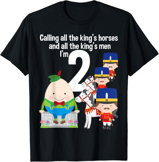Toddler Kids Humpty Dumpty 2nd Birthday Party Nursery Song T-Shirt - T-Shirt | Black