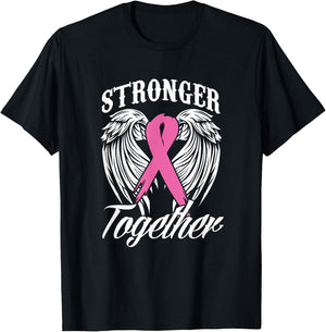 Strengthen Breast Cancer Awareness Together Pink Ribbon T-Shirt - T-Shirt | Black