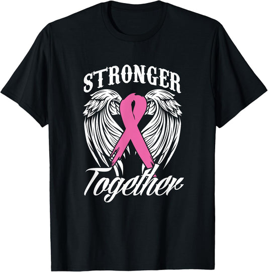 Strengthen Breast Cancer Awareness Together Pink Ribbon T-Shirt - T-Shirt | Black